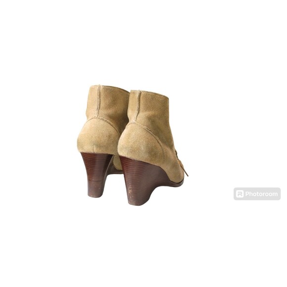 Michael Kors Ankle Tie Up Bootie Women's 6 1/2 Fawn Tan Suede Sherpa Lined Shoes - Picture 4 of 8